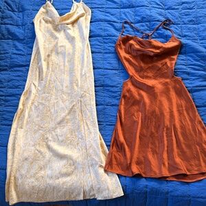 Cowl Neck Satin Dresses